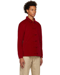 Veste-chemise en velours côtelé rouge Clot