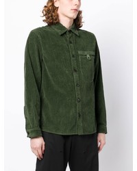 Veste-chemise en velours côtelé vert foncé Stone Island