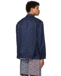 Veste-chemise imprimée bleu marine Versace