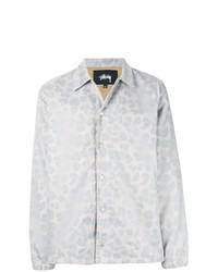 Veste-chemise imprimée léopard grise