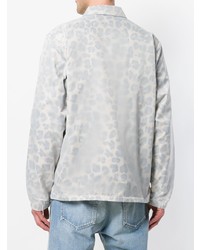 Veste-chemise imprimée léopard grise Stussy
