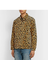 Veste-chemise imprimée léopard marron clair Wacko Maria
