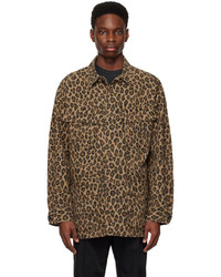 Veste-chemise imprimée léopard marron clair Wacko Maria