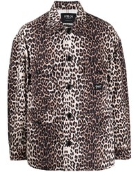 Veste-chemise imprimée léopard marron FIVE CM