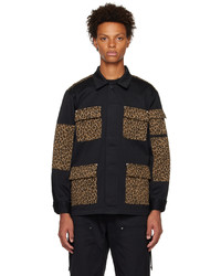 Veste-chemise imprimée léopard noire Clot