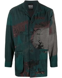 Veste-chemise imprimée vert foncé Yohji Yamamoto