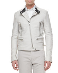 Veste en cuir blanche