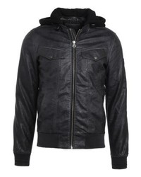 Veste en cuir bleu marine Kaporal