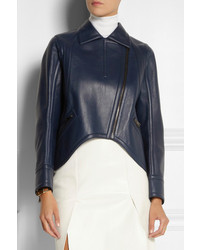 Veste en cuir bleu marine Fendi