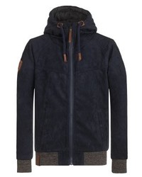 Veste en cuir bleu marine Naketano