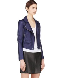 Veste en cuir bleu marine IRO