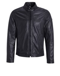 Veste en cuir bleu marine Strellson