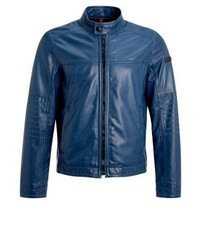 Veste en cuir bleu marine Strellson