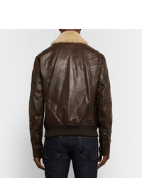 Veste en cuir marron foncé Belstaff