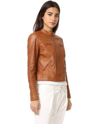 Veste en cuir marron Joie