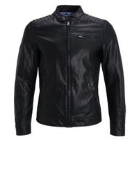 Veste en cuir noire Benetton