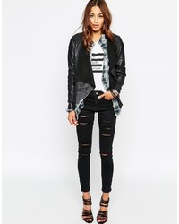 Veste en cuir noire Asos