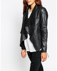 Veste en cuir noire Asos