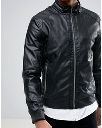 Veste en cuir noire Celio