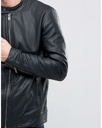 Veste en cuir noire Selected