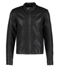 Veste en cuir noire Jack & Jones