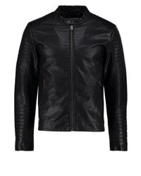 Veste en cuir noire Jack & Jones