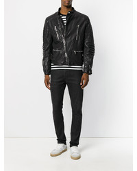 Veste en cuir noire Neil Barrett