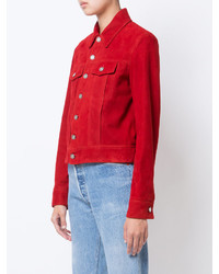 Veste en cuir rouge Saint Laurent