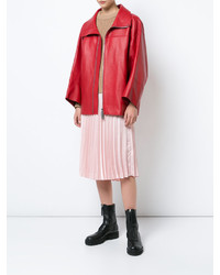 Veste en cuir rouge Dsquared2