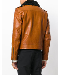 Veste en cuir tabac Saint Laurent