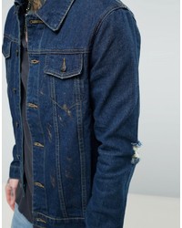 Veste en jean bleu marine