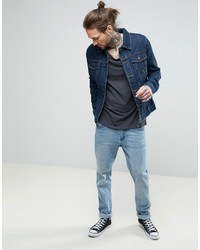 Veste en jean bleu marine