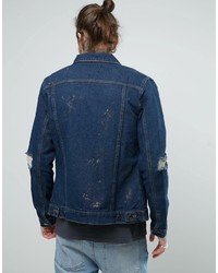 Veste en jean bleu marine