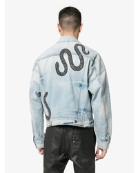 Veste en jean brodée bleu clair Amiri