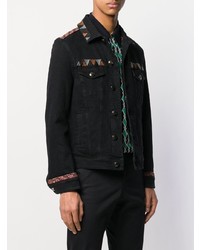 Veste en jean brodée noire Etro