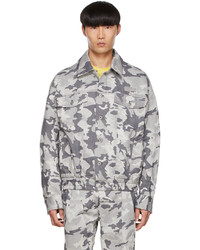 Veste en jean camouflage grise