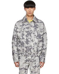 Veste en jean camouflage grise Feng Chen Wang