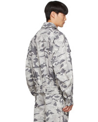 Veste en jean camouflage grise Feng Chen Wang