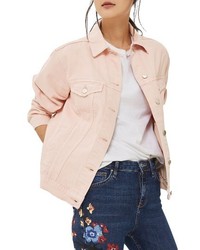 Veste en jean déchirée rose