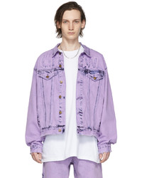 Veste en jean délavée à l'acide violet clair drew house