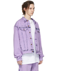 Veste en jean délavée à l'acide violet clair drew house