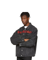 Veste en jean gris foncé Balenciaga