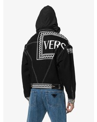 Veste en jean imprimée noire Versace