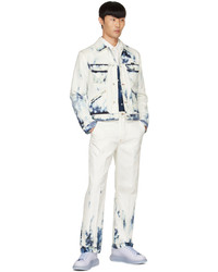 Veste en jean imprimée tie-dye blanche Alexander McQueen