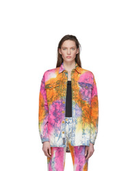 Veste en jean imprimée tie-dye multicolore