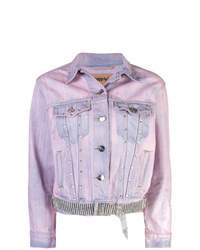 Veste en jean imprimée tie-dye violet clair