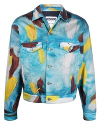 Veste en jean imprimée turquoise