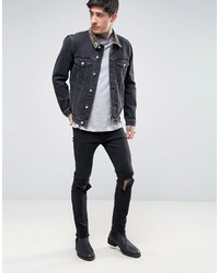 Veste en jean noire Asos