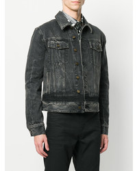 Veste en jean noire Saint Laurent