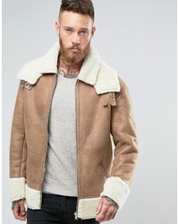 Veste en peau de mouton retournée marron clair Asos